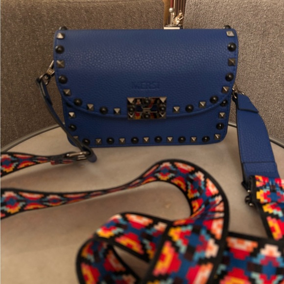 Mersi Blue Studded Crossbody Bag - Picture 3 of 7